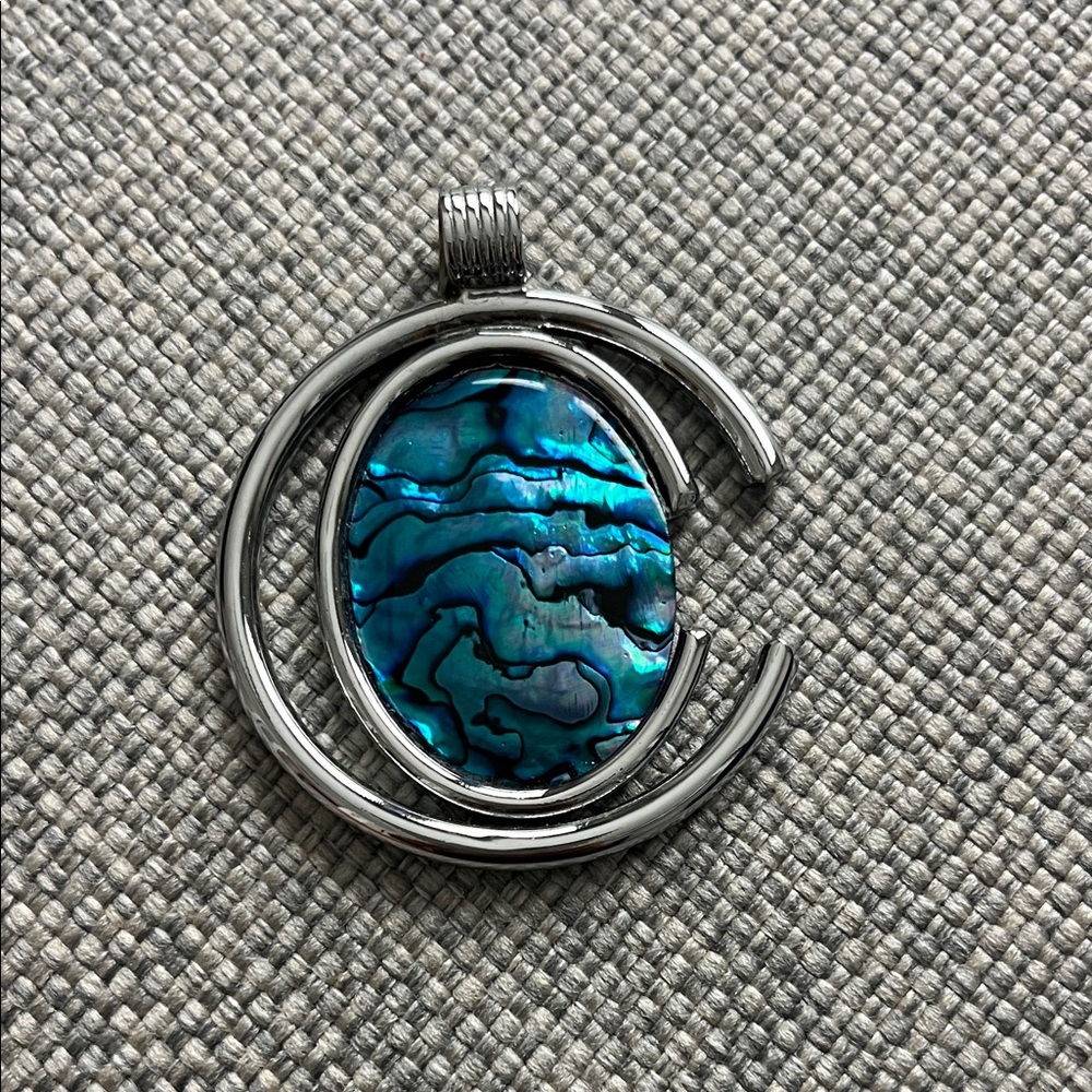 Silver Abalone Oval Pendant